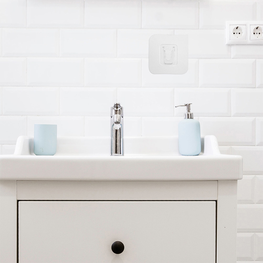 Home Bathroom Organizer - 20 Adet Şeffaf Duvar Askısı, Yüksek